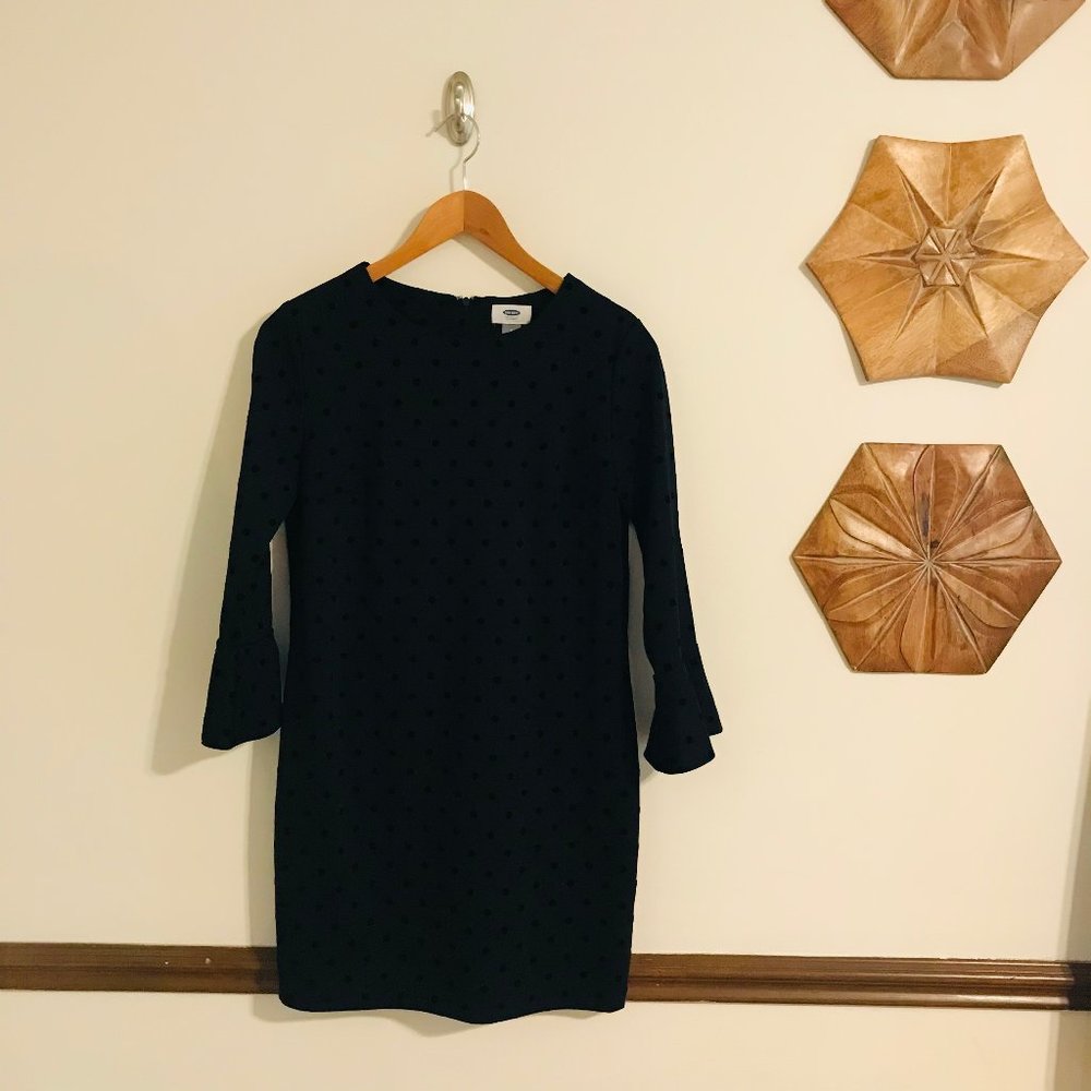 Old Navy│Black Dress with Velvet Polka Dots